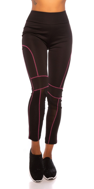 Trendy hoge taille leggings met neondetails roze